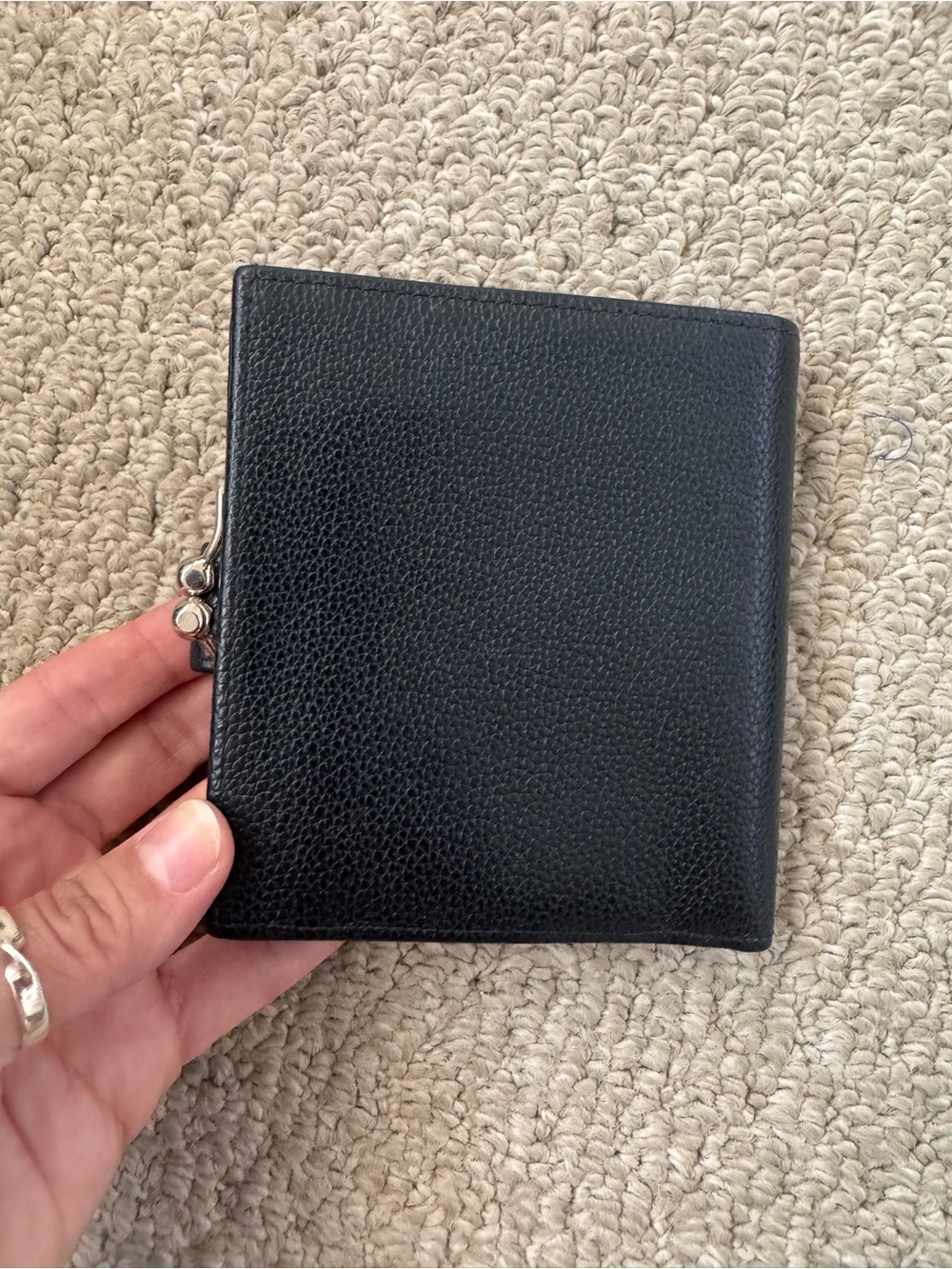 Longchamp Black Leather Bifold Wallet with Snap Closure - Picture 3 of 5